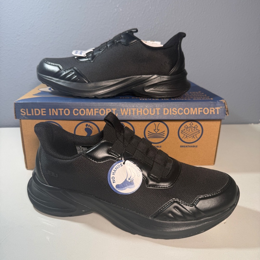 JBU Dash Sneakers Mens 8 Black New Touch-Less Hands Free Slip On N4DSH91